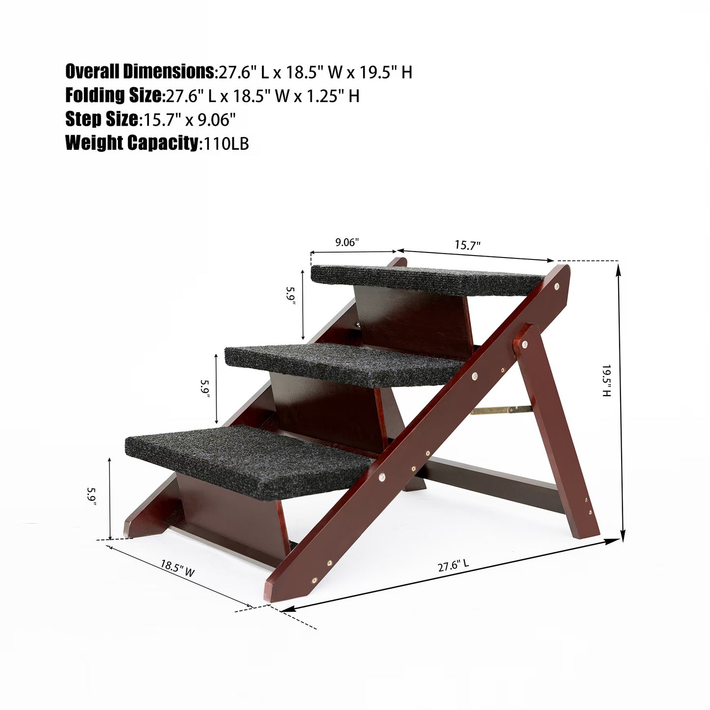 Nexzens™ Foldable Wood Pet Stairs & Ramp