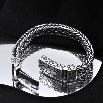 Nexzens™ Men's S925 Silver Wide Braided Bracelet